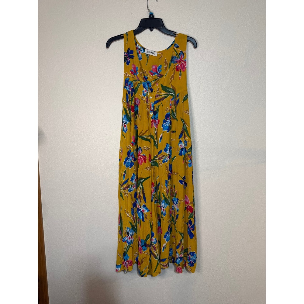Rustic Rack Mustard Yellow Floral Wide Leg Jumpsuit Sleeveless Large